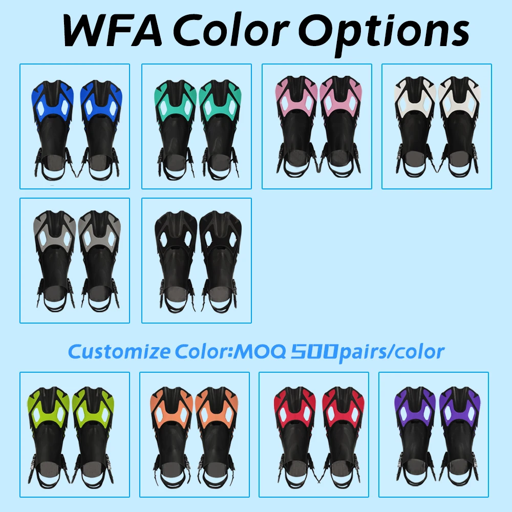 معدات زعانف الرياضات المائية زعنفة السباحة للبالغين حزام قابل للتعديل لتدريب السباحة زعانف قصيرة