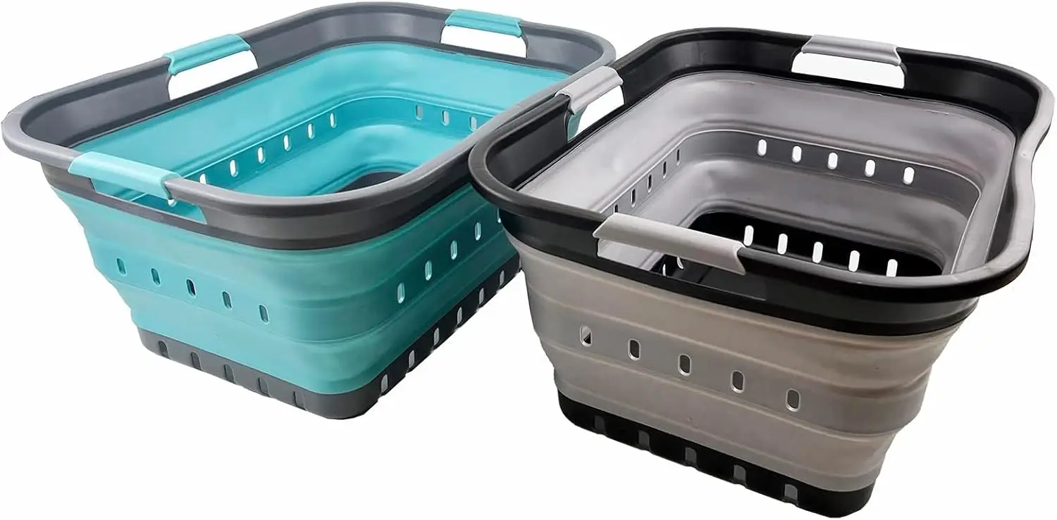 

42L (11 gallon) Collapsible Plastic Laundry Basket - Foldable Pop Up Storage Container/Organizer