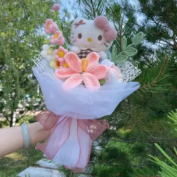 My Melody Kuromi Cinnamoroll Kt Cat Plush Dolls Sunflower Rose Soap Flowers Bouquet Christmas Valentine's Day Graduation Gifts