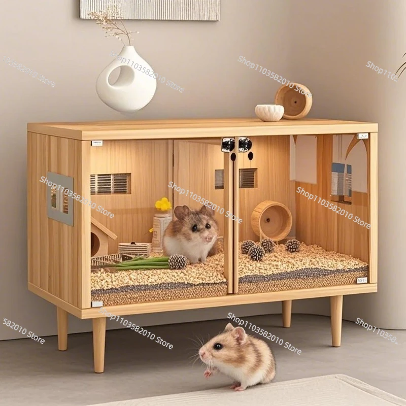 Double Room Separated Hamster Cage, Golden Bear Luxury Villa Breeding Box for Male & Female, Small Pet Common Keeping Cage