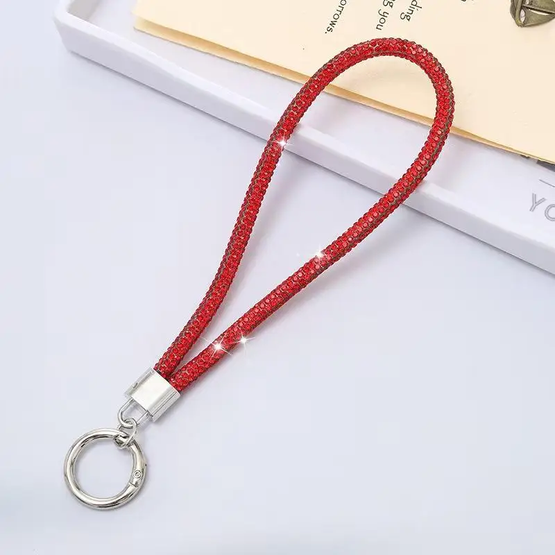 Anti-Lost Bling Shiny Phone Wrist Lanyard Glitter Keychain Hanging Strap for Camping Hiking Small Belongings