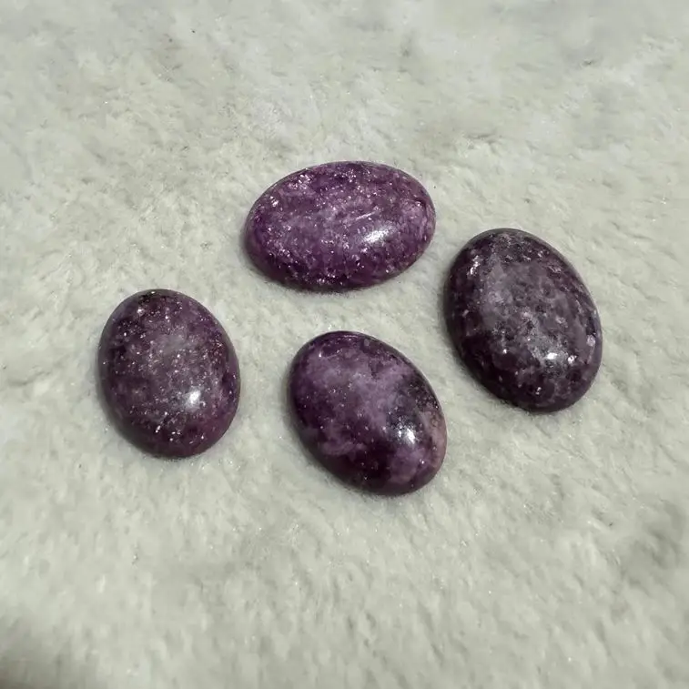 Wholesale 2pcs/pack Genuine Purple Lepdolite 18x25mm 22x30mm Oval Gemstone Ring Face For Jewelry