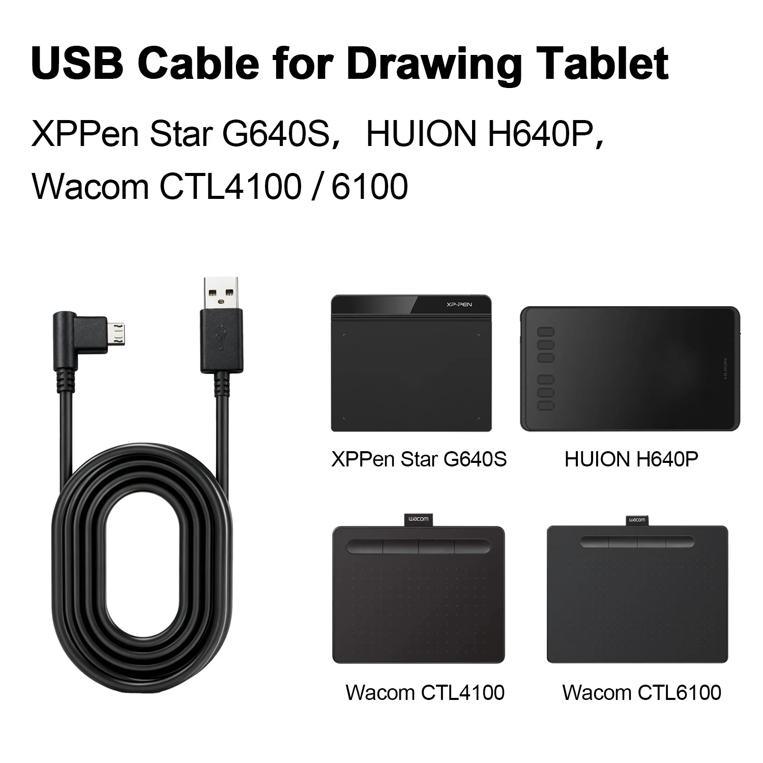 Micro USB Cable 1.5 M Suitable for Smartphone/Digital Drawing Tablet XP-PEN /Wacom Ctl472 672 4100 6100 490 690 680