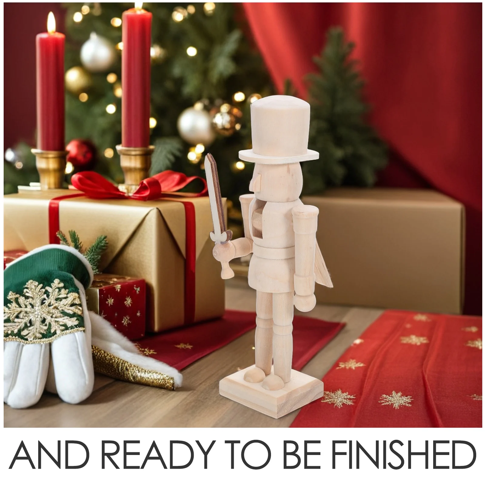 

Xmas Nutcrackers Soldier Ornaments Decor Christmas Table Decoration Unpainted Blank Doll Beige Wooden Holiday Banquet