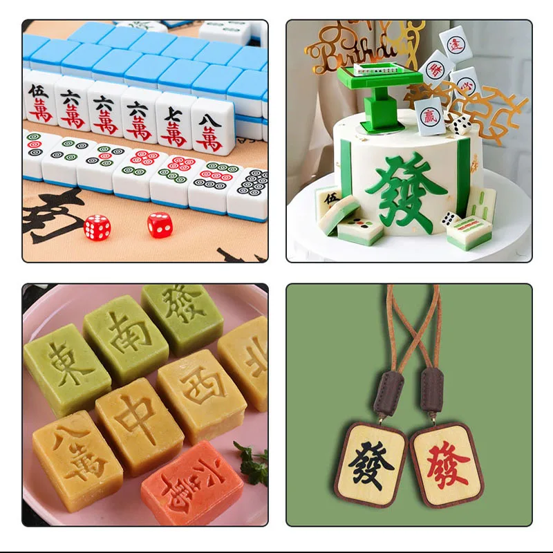 2 Styles Mahjong Epoxy Resin Mold Making Supplies Crystal Glue Mold DIY Creative Desktop Ornament for Mahjong Series Mold