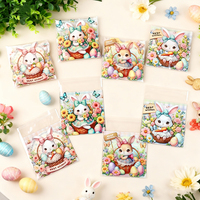 100pcs Happy Easter Self-adhesive Plastic Bags Cute Rabbit Egg Pattern Gift Packaging Bag Easter Party Decoration Supplies