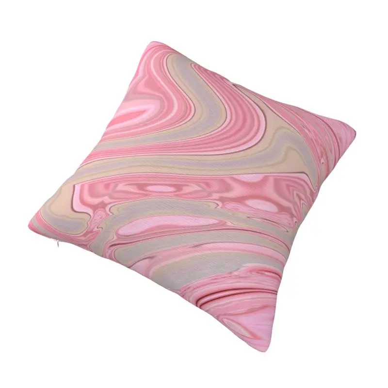 Custom Fashion Girly Elegant Pastel Colors Pink Marble Swirls Cushion Cover 40x40cm Velvet Pillow for Sofa Square Pillowcase