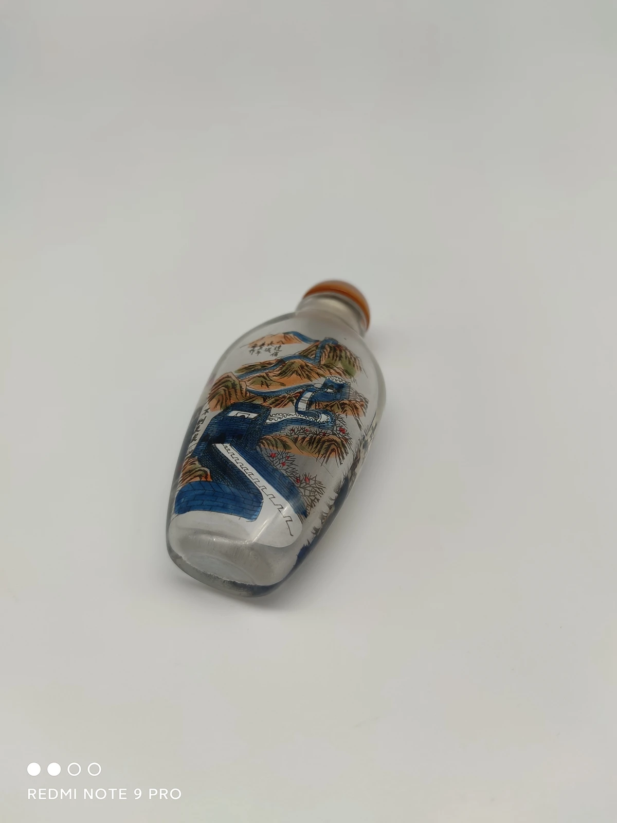 old chinese inside painting snuff bottle Glass galze Painted the Great Wall gift snuffbox peking christmas collect