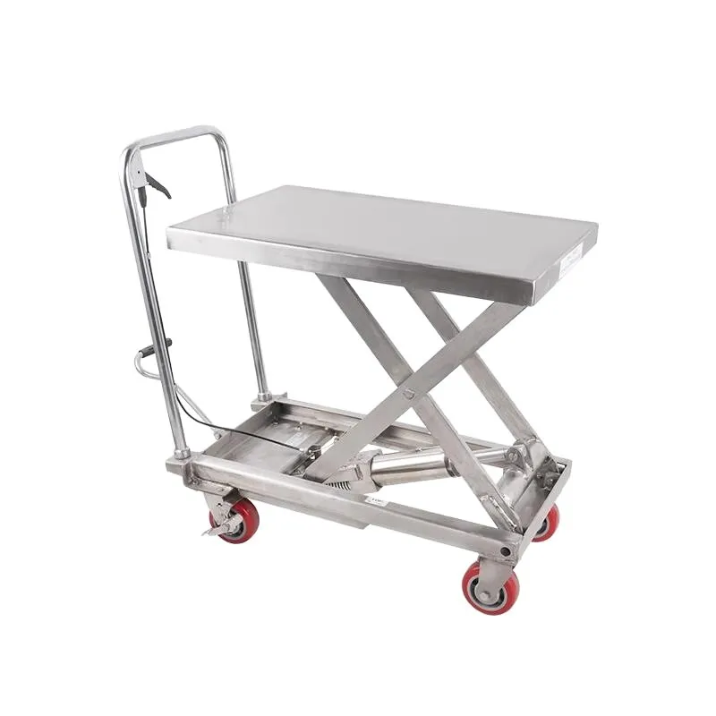 

Handcart 304 Stainless Steel Hydraulic Lifting Platform Car Pharmaceutical Factory Food Lifting Cart Mobile Small Trolley Lift