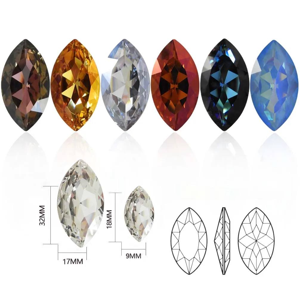 CTPA3bI 4227 Navette Crystal Colorful Fancy Stones Eyes Pointback Sewn Glass Rhinestones Beads DIY Garments Nails Dress Crafts