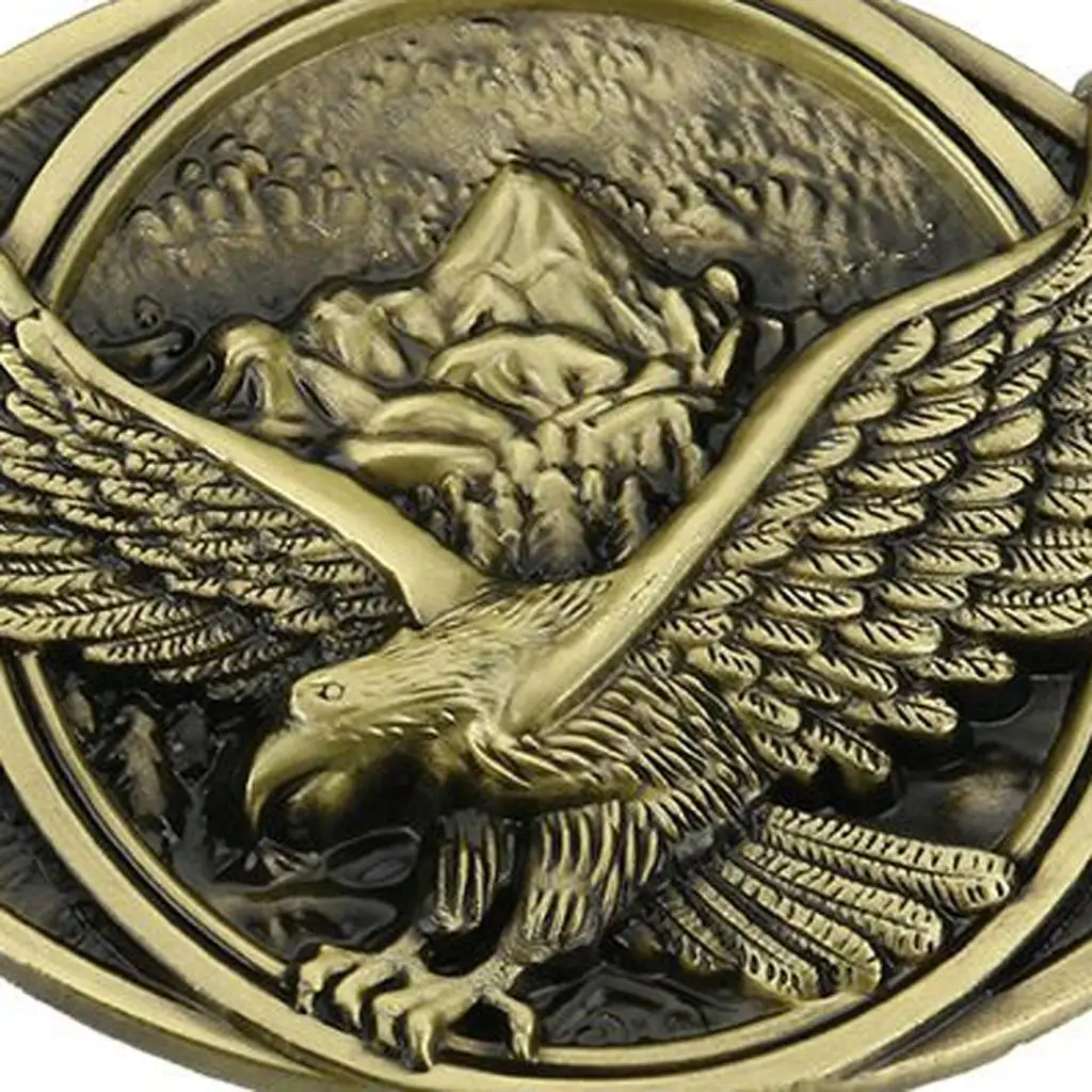 Classic Western Cowboy Belt Buckle Zinc Alloy Eagle Pattern Bronze Retro Buckle for Men’s Wide Belts