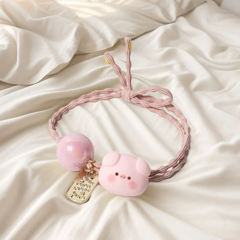 ربطات شعر الخنزير الوردي، أربطة مطاطية لطيفة للنساء على الطراز الكوري الياباني، إكسسوارات شعر أنيقة