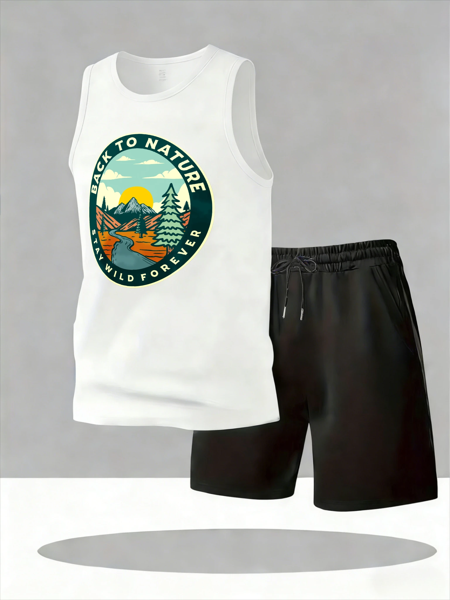 

Men's Tank Top Sets 2026 Summer Quick drying Breathable oversize 2 piece set running seaside drip clothing sports crewneck