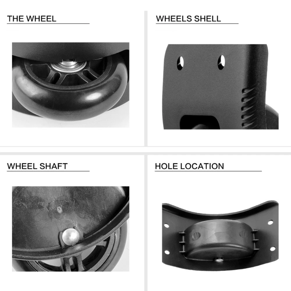 GUGULUZA 1 Pair Plastic Luggage Directional Wheel Replacement Fixed Caster Trolley Suitcase Directional Wheel Black Repair