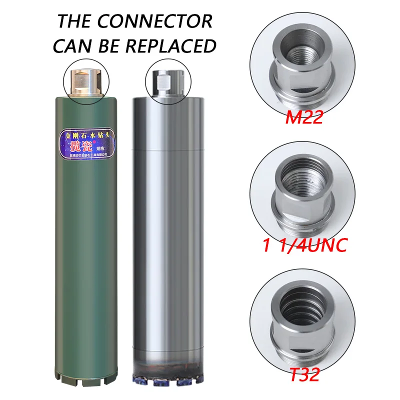 Broca de núcleo de diamante, rosca de conexão substituível com 1 1/4unc t32 m22, adaptador de rosca, conversor de conexão, ferramenta de construção