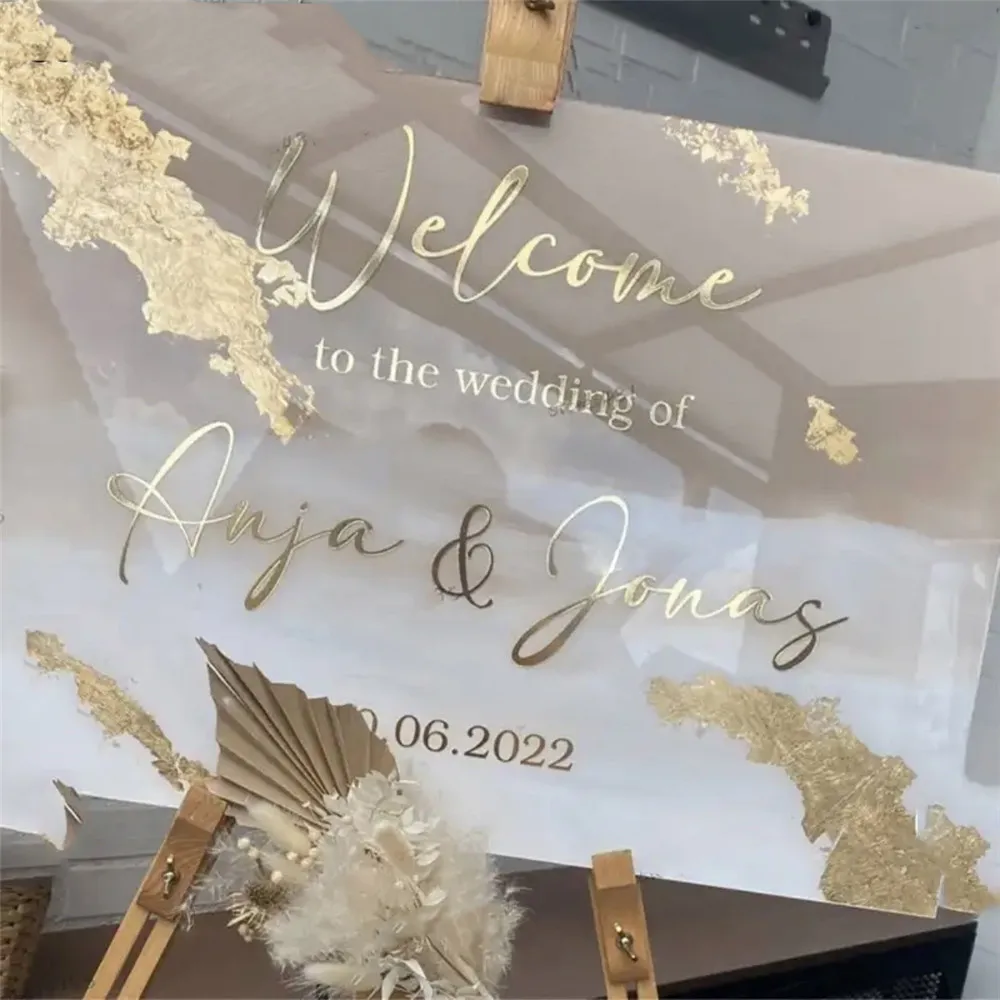 

Wedding Welcome Sign Vinyl Sticker Personalized Name and Date French Style Wall Decal Welcome To The Wedding Mariage Decor