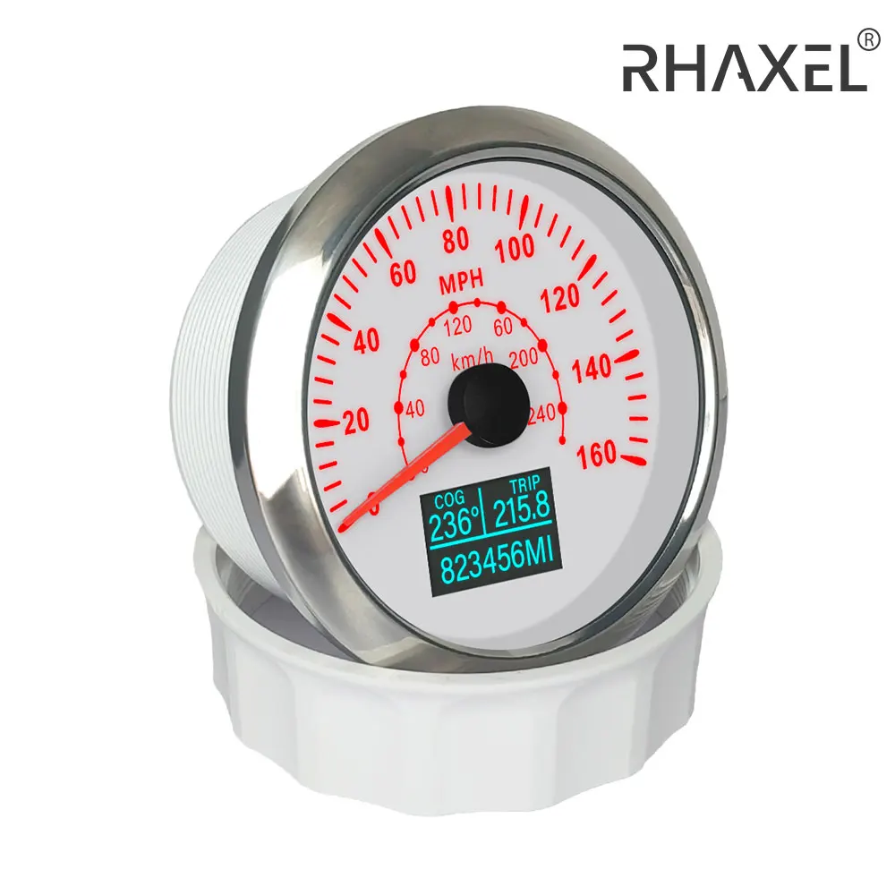 

RHAXEL 85mm GPS Speedometer 0-160MPH for Auto Car Sailboat with COG Trip Total Mileage 7 Colors Backlight for Car Boat Marine