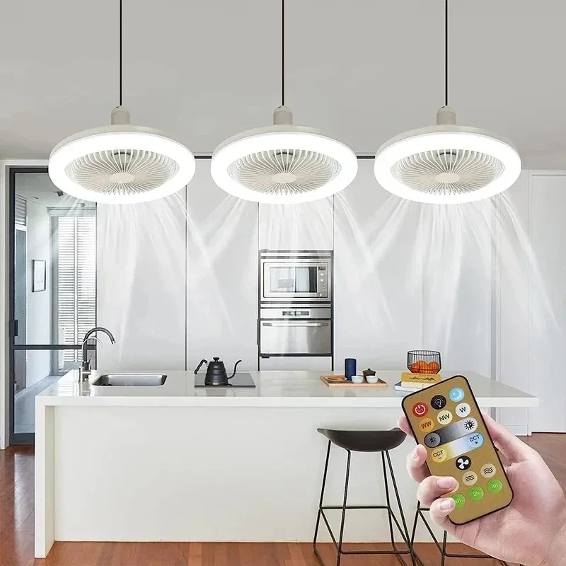 

Intelligent LED Fan Light Controllable Wind Speed Dimmable Plastic Small Fan Lighting Base for Bedroom and Living Room Lighting