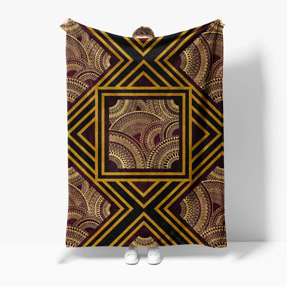 

Декоративное одеяло с геометрическим принтом мандалы, роскошное бархатное покрывало для дивана-кровати, уникальный подарок для домашнего декора