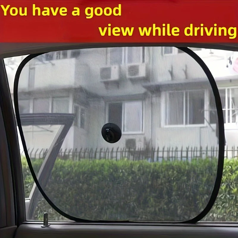 2pcs Car Sunshade, Electrostatic Window Insulation Mesh, Roll-Up Front Side Window Shade for Vehicle Cooling and Heat Reduction