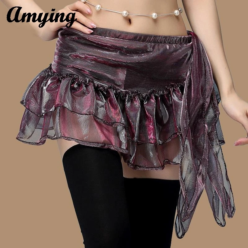 النساء الرقص الشرقي ممارسة وشاح الورك شبكة كشكش أسفل الورك تنورة مثير وشاح الخصر تنورة الرقص فئة التدريب وشاح الورك تنورة