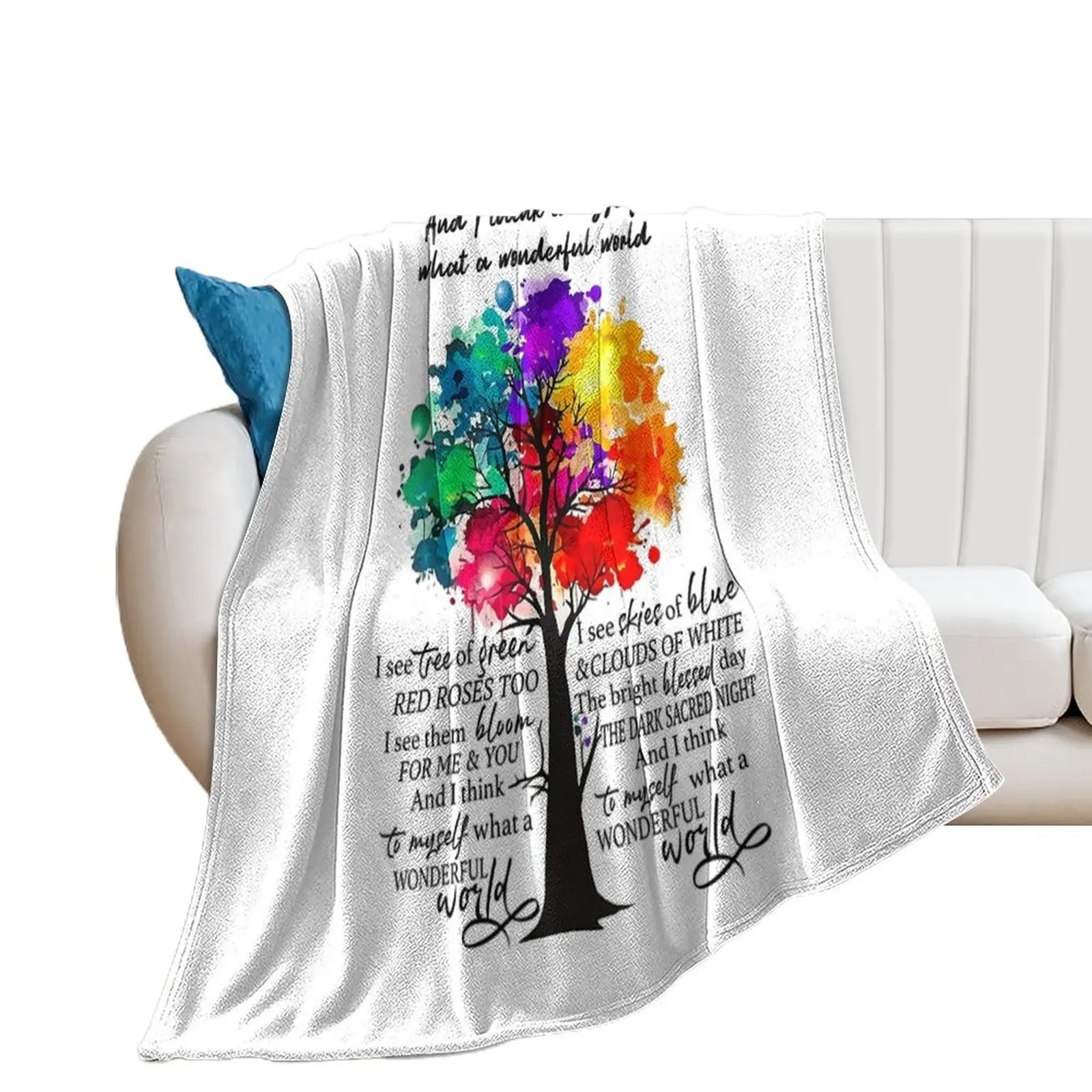 And I Think To Myself What A Wonderful World Throw Blanket Vintage Nap Blankets