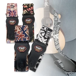 ROCKYOU Guitar Strap 60mm Wide x 6mm Thick Strap Vintage Print Pattern Adjustable Length PU Leather Ends, Guitar Accessories