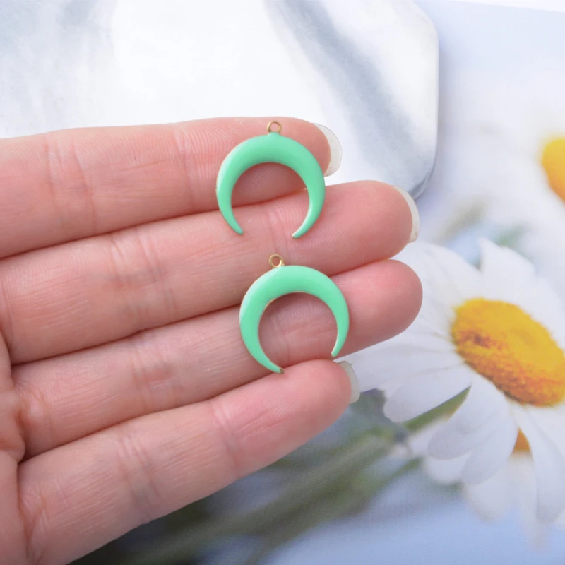 20 Stück Emaille-Mondanhänger aus Kupfer mit Öltropfen-Effekt, DIY-Schmuckzubehör für Ohrringe und Halsketten – Detail 9
