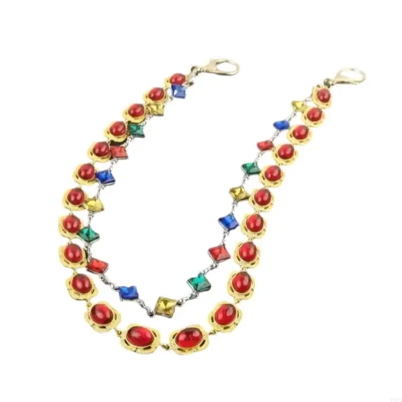 

Y88A Eye Catching Hip Hop Gemstones Waist Chain Sophisticated Pants Chain Adornment For Street Dance Lovers
