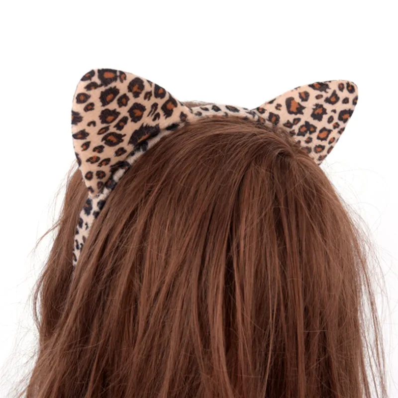 Fashion Women Cloth Short Plush Tiger Leopard Cat Ear Headband Hair Band Cosplay Party Hair Accessories HairBand