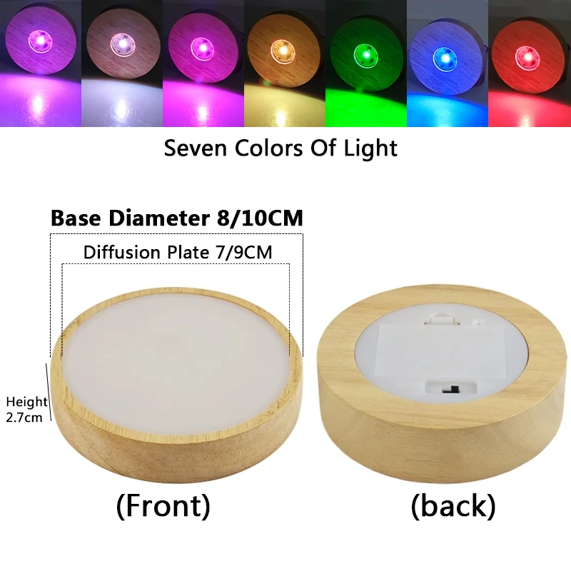 لوحة نشر مستديرة LED حامل مصباح بطارية خشبية ضوء الليل نادل كوستر USB جو كريستال قاعدة مصابيح مصباح