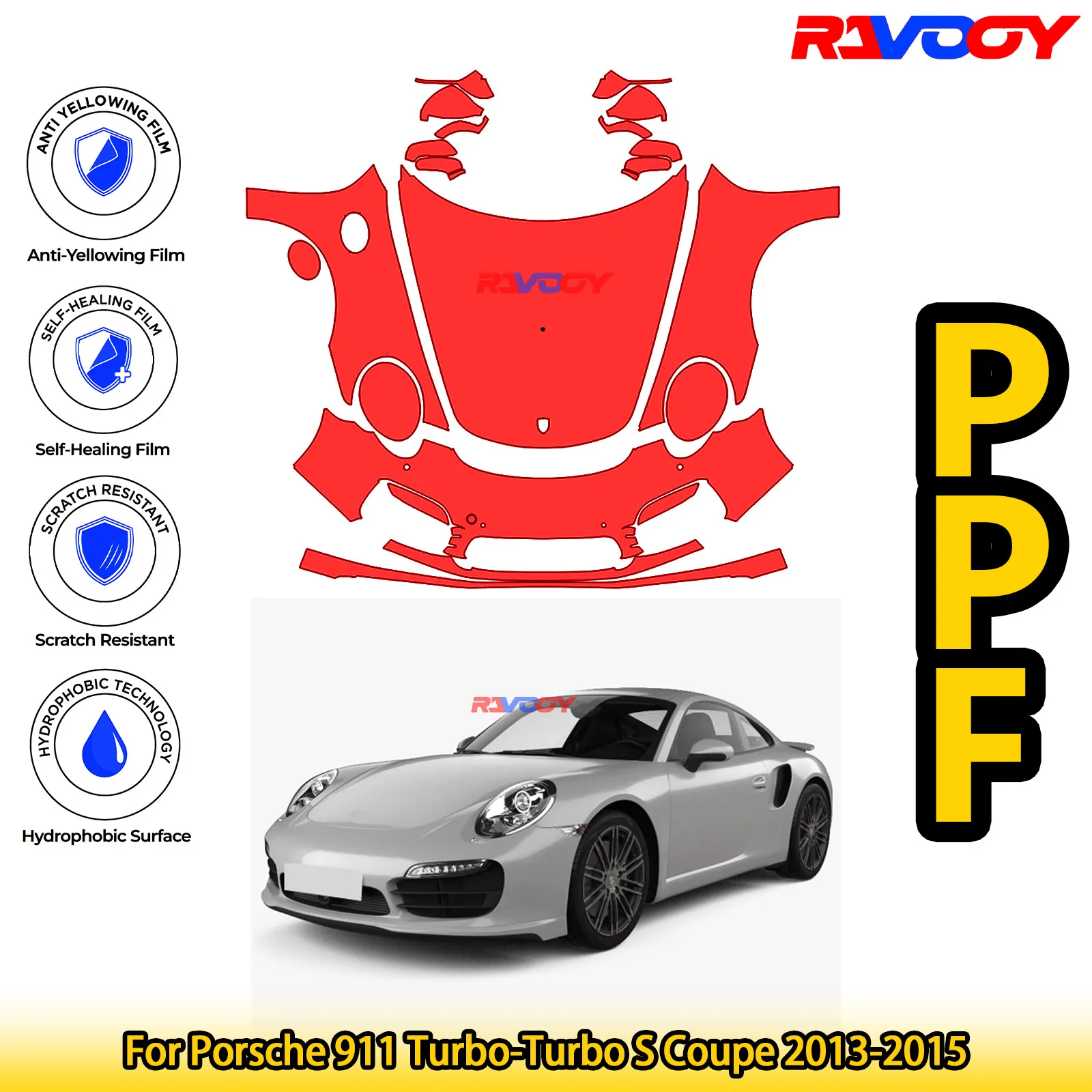 

Для Porsche 911 Turbo-Turbo S Coupe 2013-2015 глянцевая матовая черная предварительно вырезанная передняя PPF комплект защитная пленка для краски