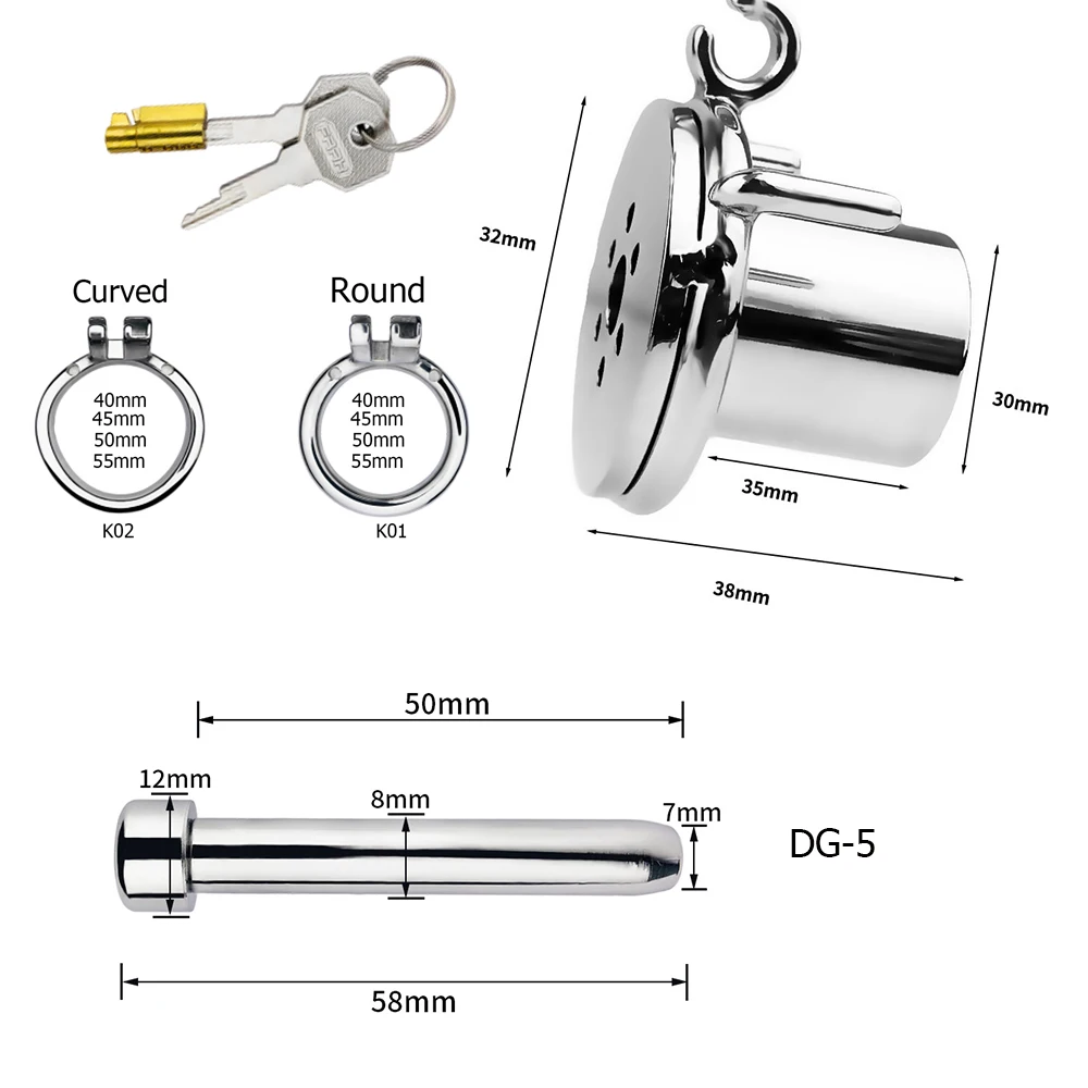 FRRK Negative Cylinder Femboy Chastity Cage With Metal Urethral Catheter Cock Lock Penis Ring Sadism BDSM Sex Toy For Men Couple