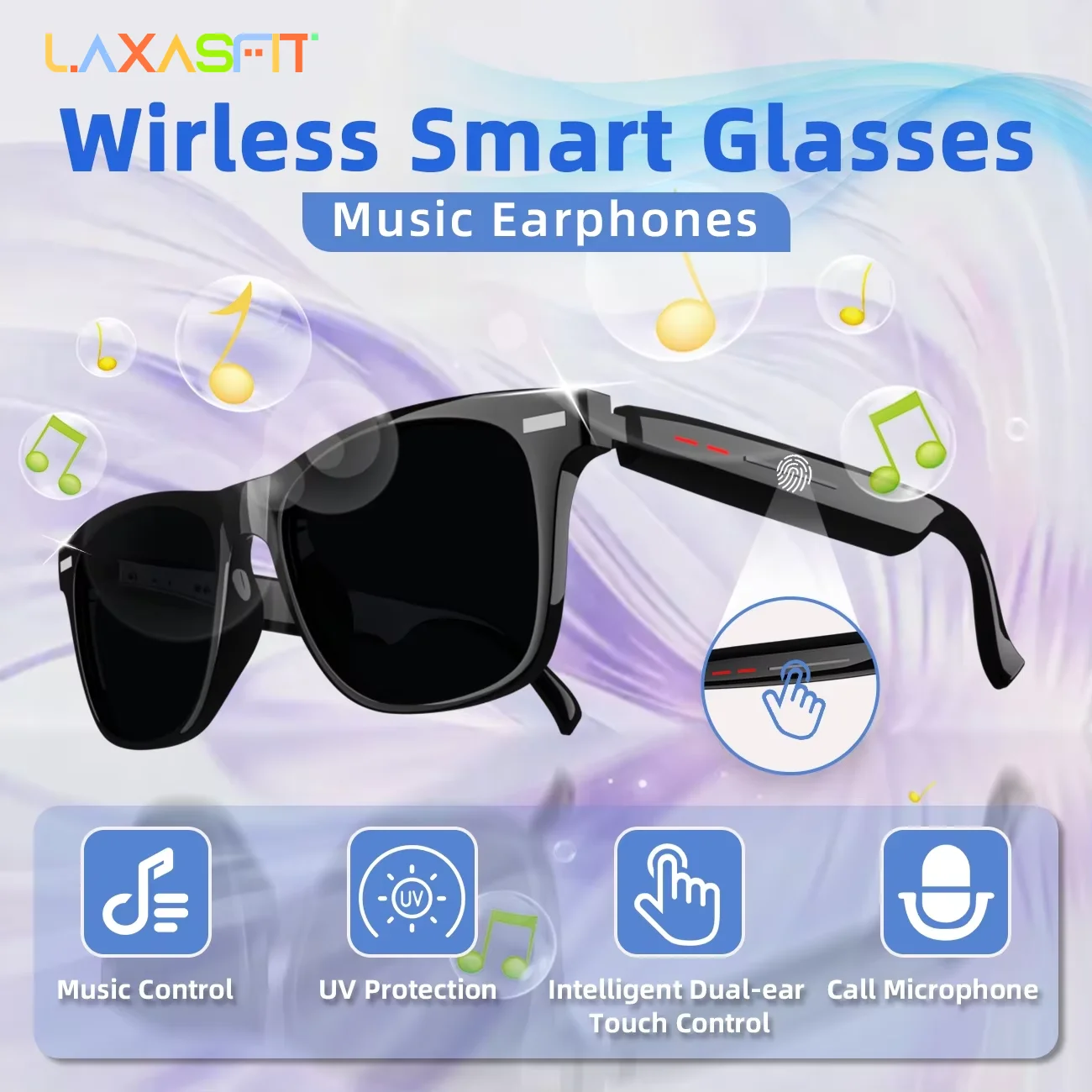 LAXASFIT 2026New Camera Smart Music Women Men Sports Sunglasses Headphones Wireless BT Talk Headset HIFI Audio Bluetooth Glasses
