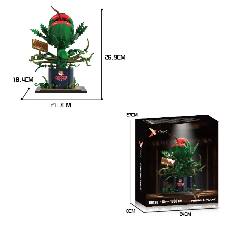 Audrey The II Piranha Plant Flower Building Kit Speelgoed, Horrors Shop Cannibal met te openen mond voor tv-fans Volwassen kinderen vanaf 8 jaar