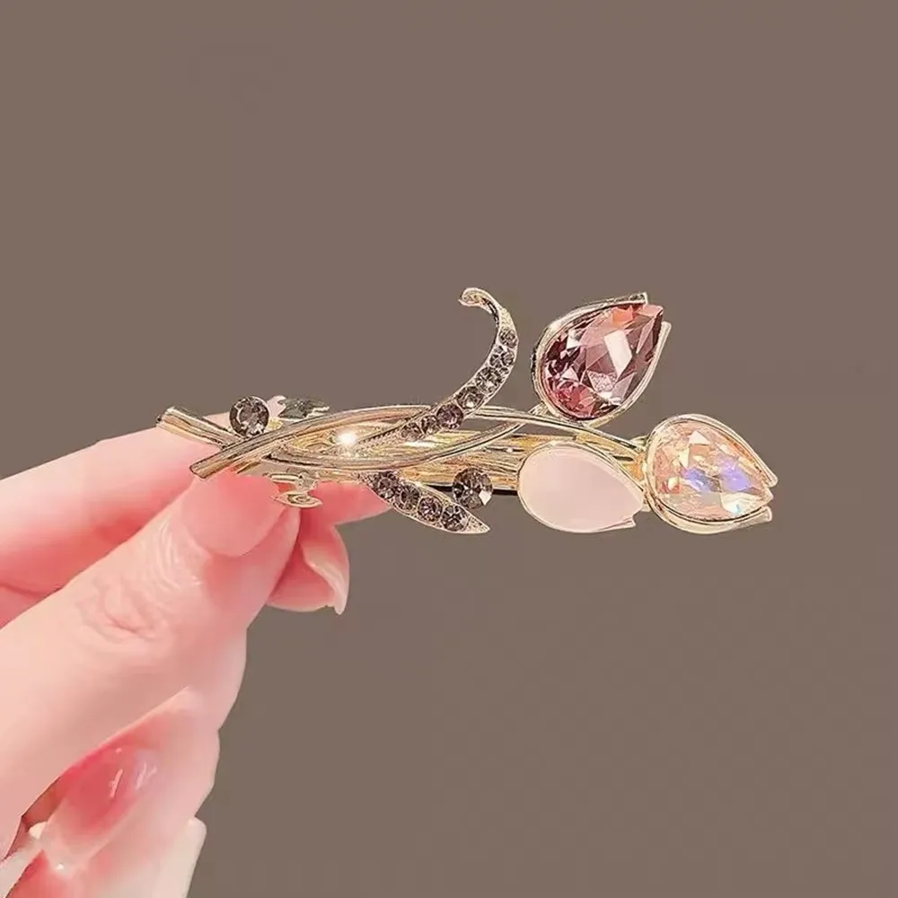 جديد رائع حجر الراين توليب المشابك الانفجارات دبابيس الشعر الفاخرة النساء الفتيات موضة الإبداع إكسسوارات الشعر #2