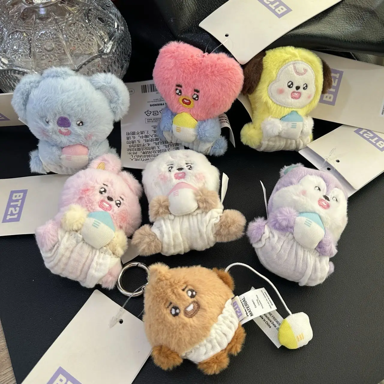 الكرتون Bt21 مصاصة الطفل النوم سلسلة كبير رئيس أفخم دمية قلادة صغيرة جديدة مانغ تاتا دمية فتاة حقيبة معلقة الديكور هدية