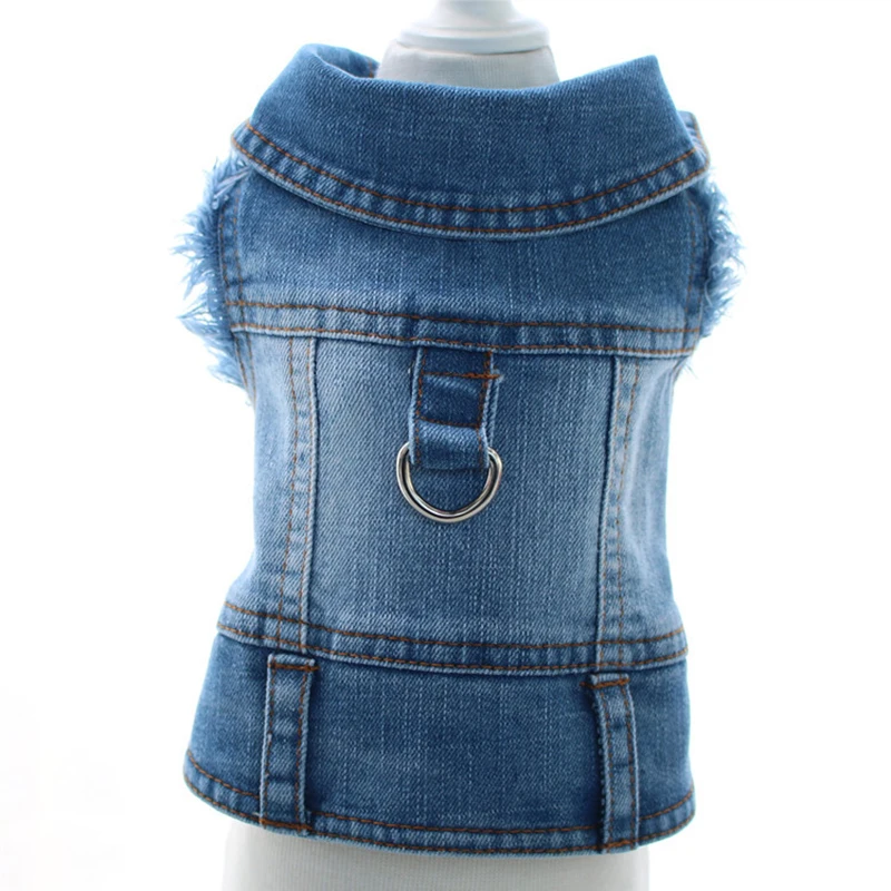 Summer Dog Denim Vest For Small Medium Dogs Puppy Shirt Cat Jeans Vest Harness Pet Clothes Walking Chest Strap with D-Ring