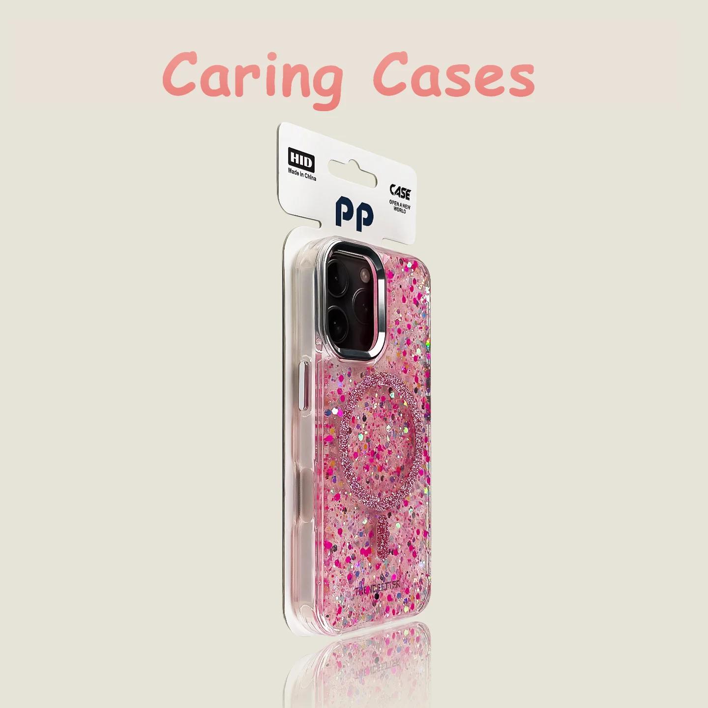 For iPhone 17 Pro Max Case Rose Pink Glitter Epoxy Clear Magnetic Ring Shockproof Compatible with iPhone 16 15 14 13 12 11