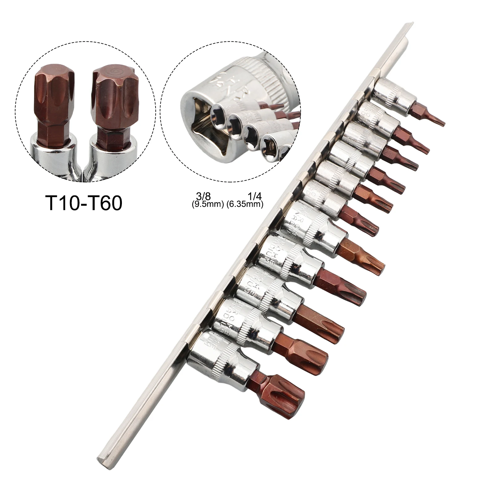 

Durable and Easy to Use 11PCS Drive Alloy Torx Screwdriver Bits Socket Bit Set, Chrome Vanadium Steel Material