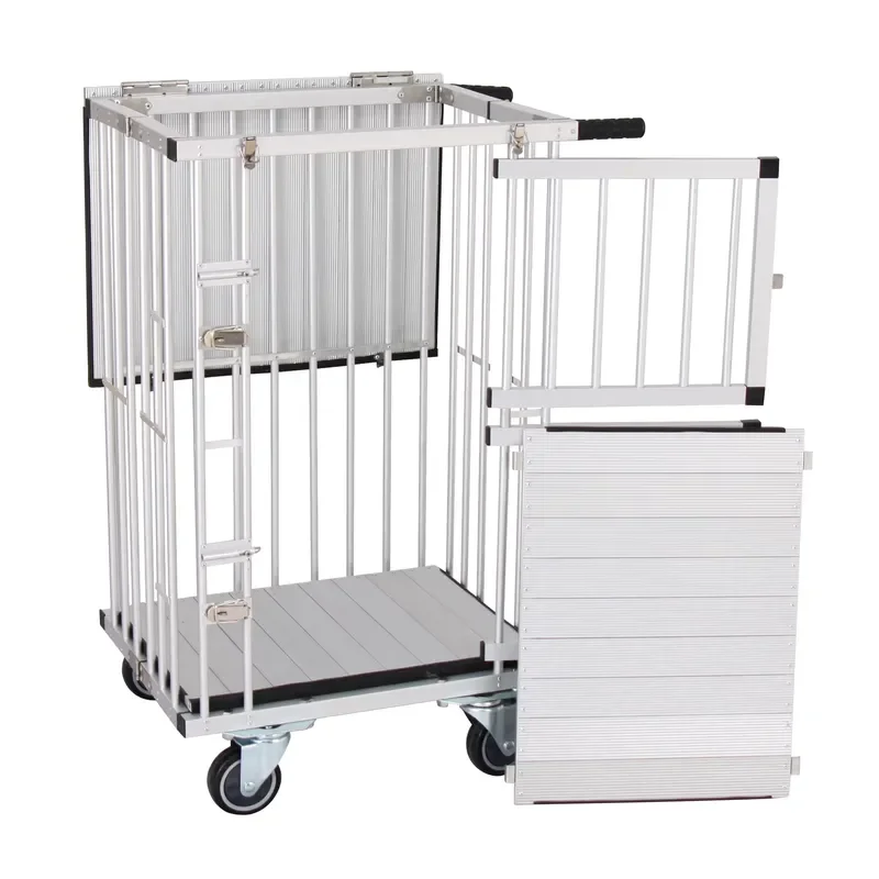 Small Portable Dog Show Trolley Aluminum Cage Pet Carrier with Wheels for Cats and Dogs Animals