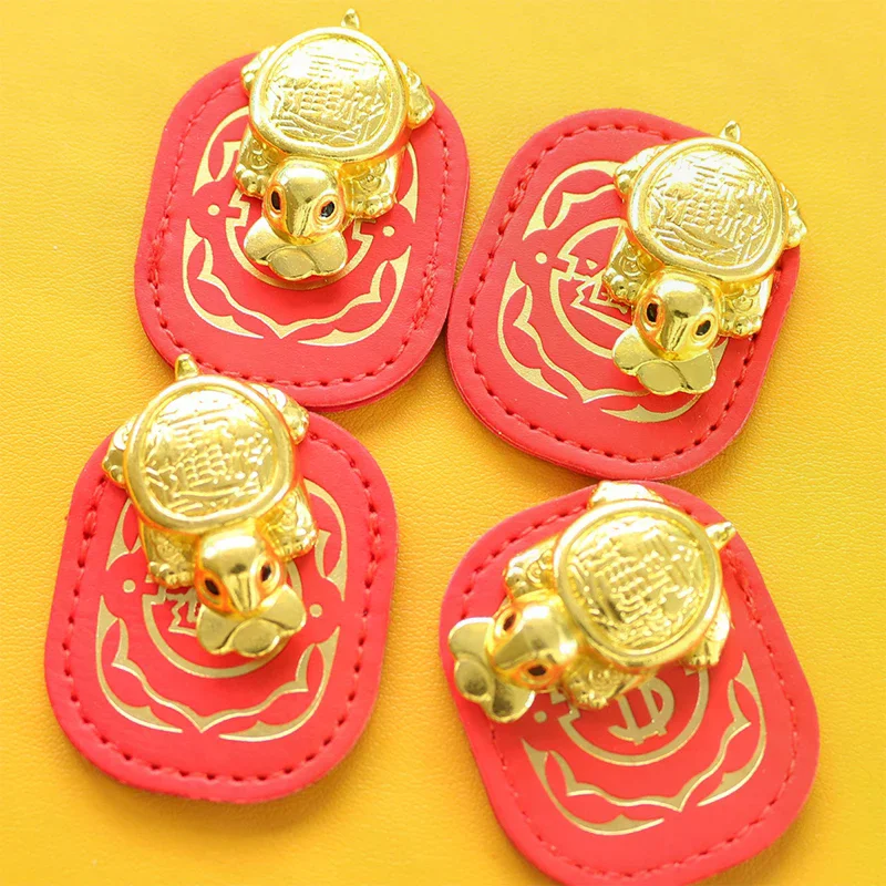 Fengshui Lucky Turtle Wallet Charm Money-biting Turtle Ornaments Decor With "Daily Wealth" For Longevity Financial Protection