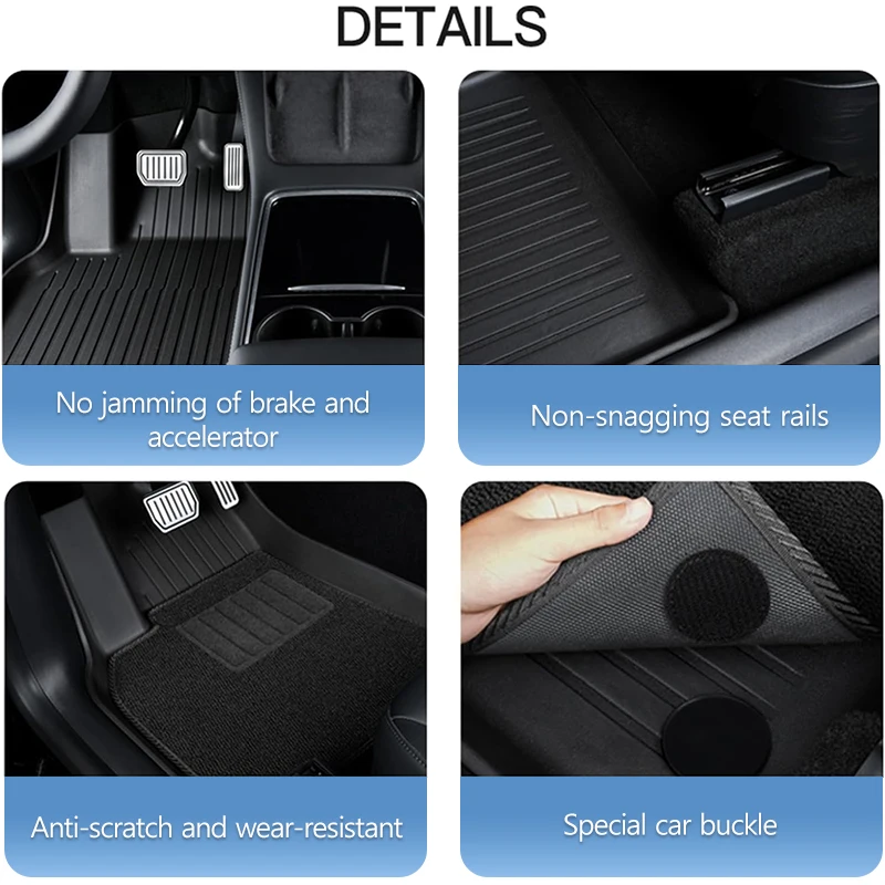 Floor Mats For Tesla Model 3 2021-2024 SSS Level Floor Liner Double Layer TPE Carpet Mats Waterproof Car Interior Accessories