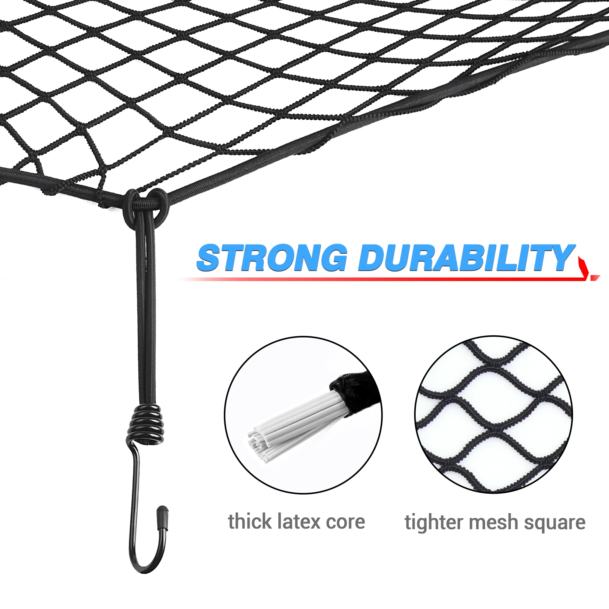 MICTUNING Trailer Cargo Net 3.2' x 6.5' Heavy Duty Bungee Cargo Net Stretches to 6.5'x 9.8'Framed Stretch Mesh Net Truck Bed Net