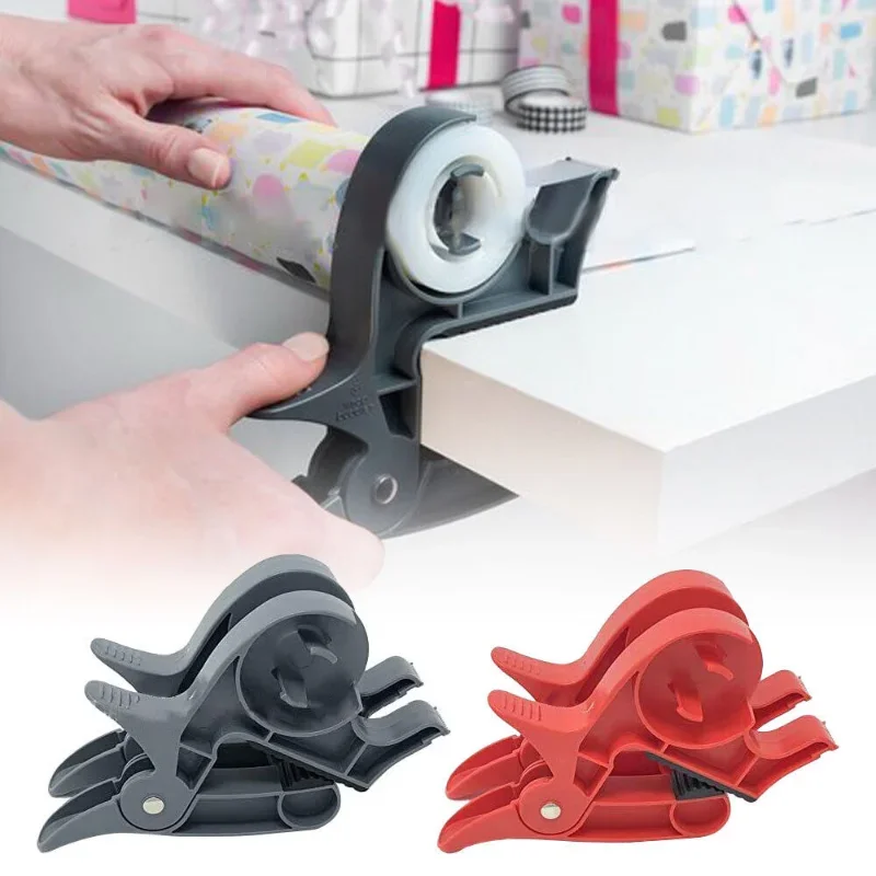 

2pcs Tape Dispenser Paper Roll Holder Clip Wrap Tabletop Gift Wrapping Tool For Christmas Arts Crafts Tools