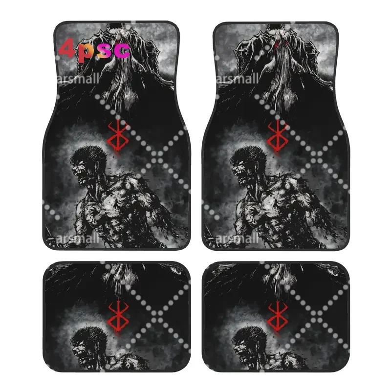 Cartoon Anime Car Floor Mats of 4 Pieces Crystal Velvet Non-Slip Carpets Rugs Universal Car Front Rear Carpets Foot Mats