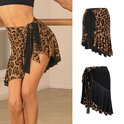 Latin Dance Skirt Women Black Leoprad Hip Scarf Adult Practice Clothing Cha Cha Rumba Salsa Dance Wear Training Skirt DNV23656