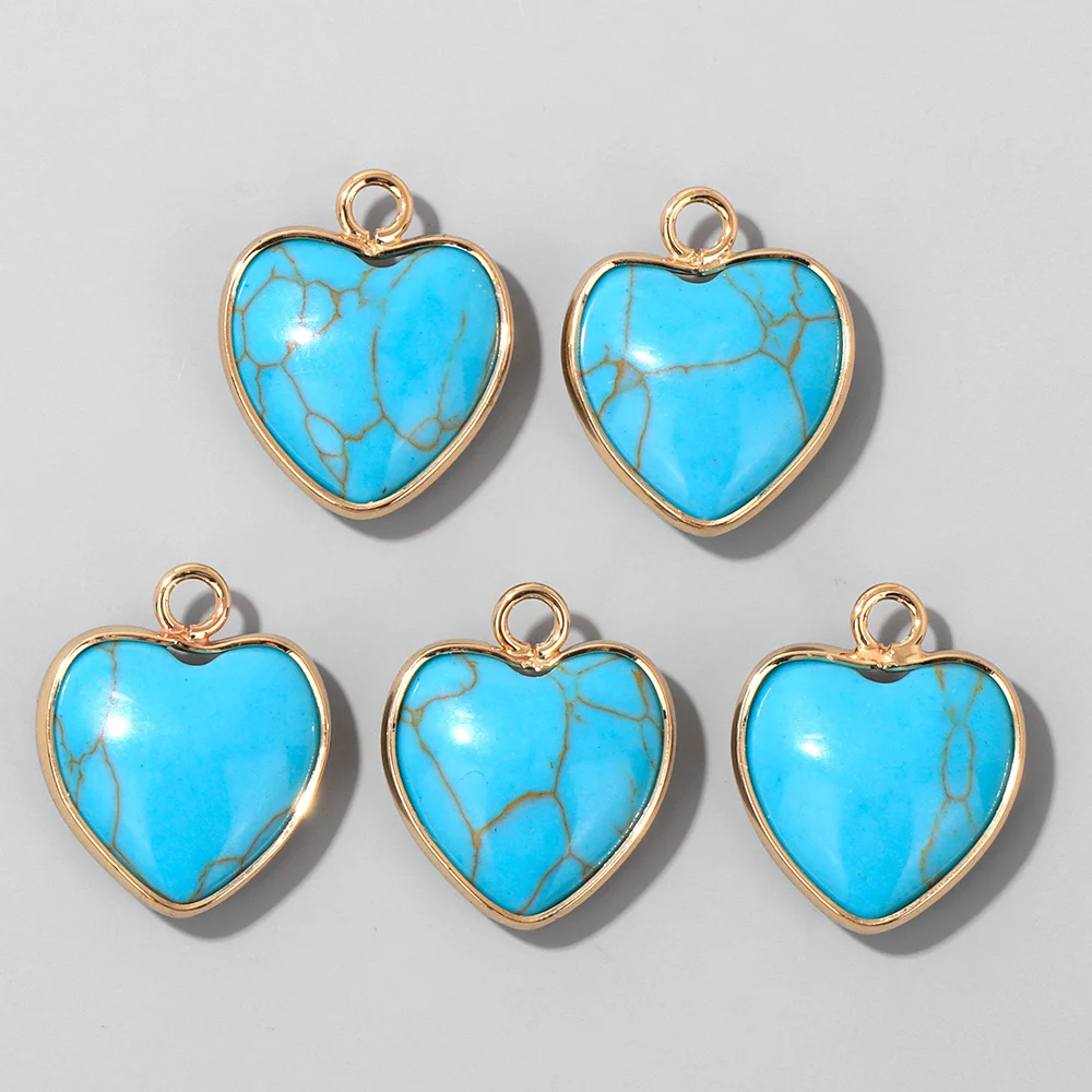 Cute Heart Shape Stone Pendant Natural Gem Charm