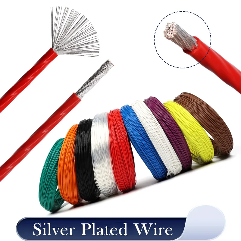 

Электронный провод из ПТФЭ 30/28/26 ~ 17AWG, посеребренный, с изоляцией FEP, высокая чистота, OFC, аудионаушники, Hi-Fi сигнал, медный кабель 2/5/10 м
