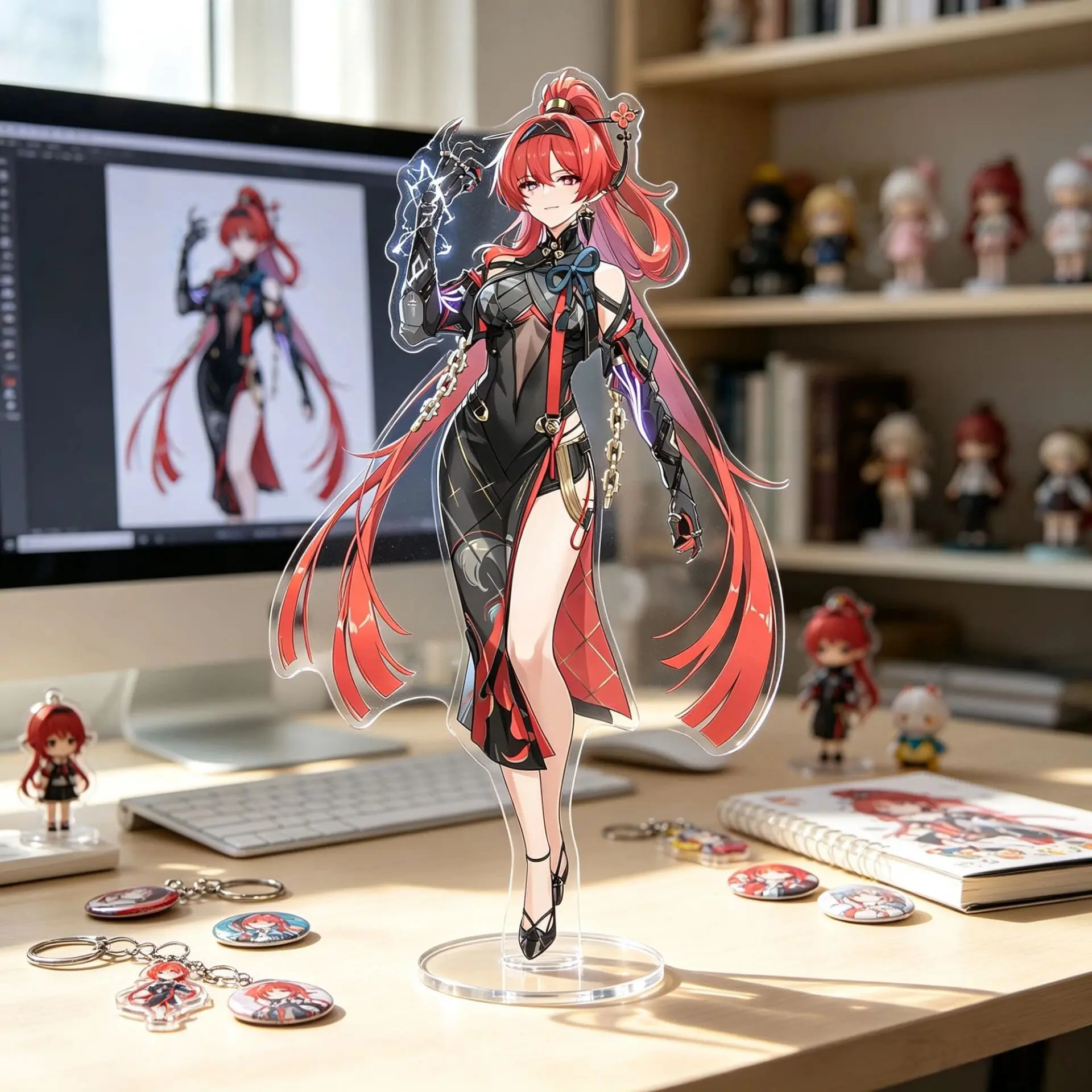 10cm Anime 10cm Acrylic Stand Figure Wuthering Waves Changli Model Plate Cosplay Collection Desktop Decor Gifts XW